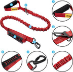 6FT Highly Reflective Heavy Duty Elastic Bungee Medium and Large Dog Leash Shock Absorbing with Comfortable Padded Handle and Traffic Handle Suitable for Training Red