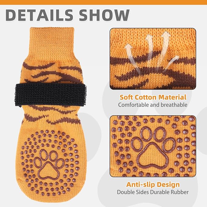 KOOLTAIL Dog Socks for Hot/Cold Pavement to Prevent Licking Paws,Dog Boots&Paw Protector for Hardwood Floors Anti Slip,Traction Control No Twist Grip Booties for Small Medium Large Senior Dogs SM