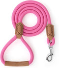 Mile High Life Dog Leash with Genuine Leather Handle, 6 FT/5 FT/4 FT | Leather Grip Rope Leash, Heavy Duty 360° Swivel Metal Clasp, for Small Medium & Large Dogs