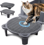 Litter Box Step Adjustable Cat Step with Filter Function,Dark Grey | Elevated Double Layer Litter Box Ramp for Kitten & Old Cats, Easy Cleaning Litter Box Step Stool for Automatic Cat Litter Box