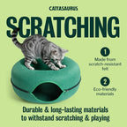 Peekaboo Cat Cave Donut for Multiple & Large Cats up to 30-45 lbs, 3-in-1 Self Warming Cat Bed, Tunnel & Scratcher for Indoor Cats, Washable & Detachable Dog Bed (Forest Green, Large)