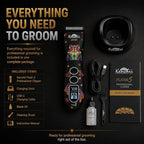 Kenchii Flash 5 Professional Dog Grooming Clippers, Cordless 5-Speed Pet Hair Trimmer for Thick Coats & Matted Fur, Quiet Heavy Duty Clipper, 5-in-1 Adjustable Blade, LCD Display, USB-C (Wolf Edition)