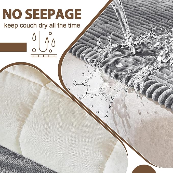 FUANGUI Waterproof Couch Cover Sofa Cover for Dogs and Pets Sofa Protector | Non-Slip Washable Fuzzy Soft Cat Bed Sofa Slipcover for 2-3 Cushion Couch Sofa Pet Friendly, Grey, 27.6" x 94.5", 1 pcs