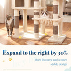 Hey-brother Cat Tree Tower, Wide Base, 5 Platforms for Multi-Cats, MPJ074MJ | 72.8 Inches Tall Furniture, 5 Plush Beds, Large Condo, Big Hammocks, Sisal Scratching Posts, for Indoor Adult Cat Beige Brown