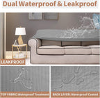 Easy-Going 100% Waterproof Couch Cover, 3 Cushion Oversized Sofa Cover | Leakproof Sofa Slipcover, Stretch Jacquard Furniture Protector Against Stain Spill from Kids, Pets, Dog, Light Gray