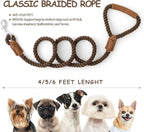 Mile High Life Dog Leash Braided Cotton Rope w/Leather-Wrapped Ends/Handle | Rust-proof 360° swivel clasp, Heavy-duty for medium/large breeds. Great for weddings, daily walks (4 FT, 1/2", Camel)