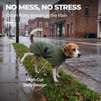 PU Dog Raincoat, Non-Toxic & Odorless Waterproof Vest, Adjustable High Neck and Hook & Loop Belly Closure for Rainy Potty Breaks & Wet Weather Outdoor Walks (Olive Green, Small)