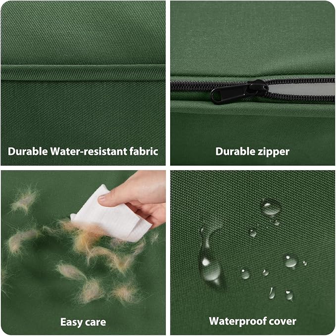 BFPETHOME Outdoor Dog Bed for Large Dogs, Waterproof, Orthopedic with Removable Washable Cover, Egg Crate Foam Mat (36 x 27in, Green)