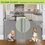 2 Pack Reinforced 55" Wide Retractable Dog Gate with Support Rods, 33" Tall Retractable Baby Gate for Dogs, No Sag and Wrinkle Mesh Child Gates for Doorways, Indoor Pet Barrier Stair Gates for Kids