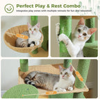 69" Cactus Cat Tree for Indoor Cats Large Adult, Multi-Level Cat Tower | Multi-Level Cat Tree with Scratching Posts, Soft Padded Perch, 2 Dangling Toys