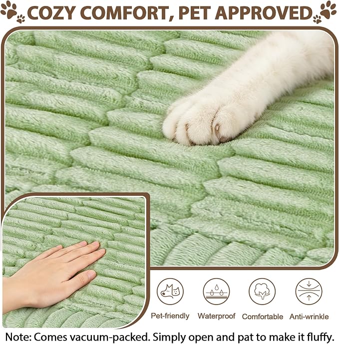 FUANGUI 2 Pack Waterproof Couch Cover for Dogs Pets Sofa Protector | Non-Slip Washable Fuzzy Soft Sofa Slipcover for 2 PCS L Shaped Sofa Pet Friendly, 27.6" x 70.9"+27.6" x 82.7", Grass Green