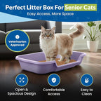 KittyGoHere Senior Cat Litter Box, Large with Jumbo Scoop, Storybook Lavendar