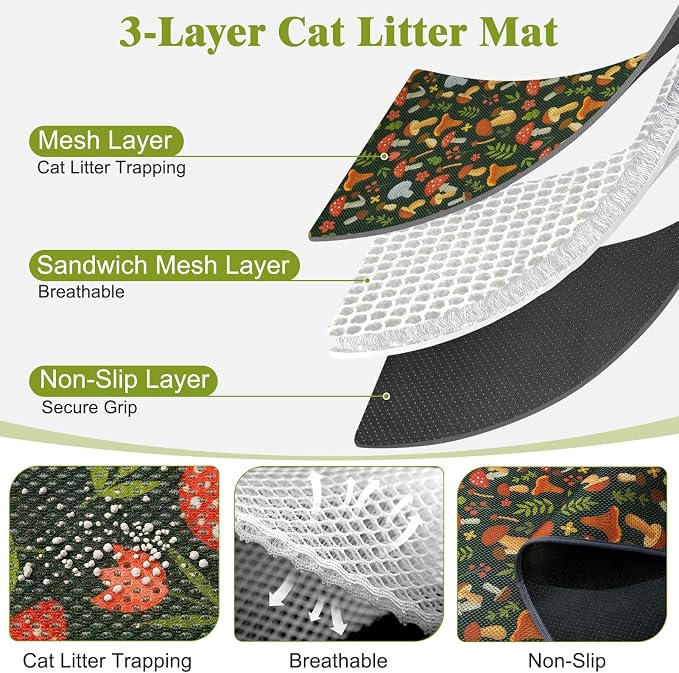 Unicorn Catcher 33"x22" Cat Litter Mat Machine Washable Litter Trapping Pad | Kitty Paw Friendly Padding With Breathable 3D Air Mesh Technology And A Non-Slip Base To Keep Home Floors Debris-Free
