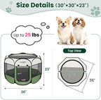 Love's cabin Pet Puppy Dog Playpen, Medium Dog Tent Crates Cage Indoor/Outdoor, Portable Playpen for Cat, Foldable Pop Up Dog Kennel Playpen with Carring Case, Removable Zipper Top, Olive Green