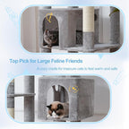 Hey-brother Cat Tree Tower with Multi-Level Duty Scratching Posts, 0MPJ039W | 80.7 Inches XL Cat Furniture with Large Platforms, Cozy Condos, Big Hammock, Toy Balls for Indoor Adult Cats, Light Gray