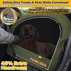 PAWZIDEA Portable Dog Crate for Car Travel, Collapsible Pet Travel Crates for Medium & Large Dogs Up to 80lbs, Enclosed Soft-Sided Car Kennel Carrier for Backseat, Secures w/Seatbelt & Headrest Strap