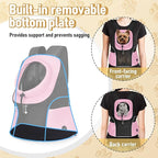 WOYYHO Pet Dog Carrier Backpack, Ventilated Mesh Small Dog Front Backpack | Breathable Puppy Back Pack, with Safety Belt, Storage Pockets, for Travel Hiking Cycling Outdoor Adventures, Pink, L