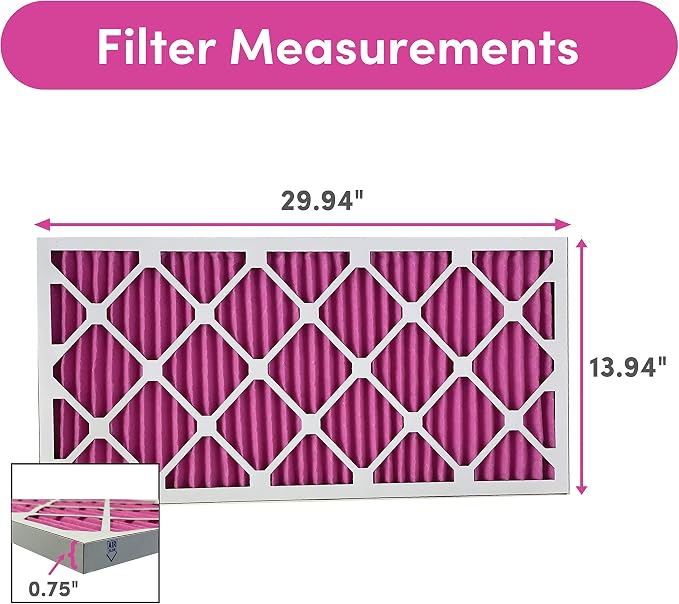 14x30x1 Air Filter (4-Pack) | Made in the USA | Color Changing | Remove Cat and Dog Odor | MERV 8 for Pet Hair Dander and Dust | 13.75"x29.75"x0.75" Exact Size
