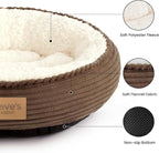Love's cabin Round Donut Cat and Dog Cushion Bed, 20in Pet Bed for Cats or Small Dogs, Anti-Slip & Water-Resistant Bottom, Super Soft Durable Fabric Pet beds, Washable Luxury Cat Dog Bed Brown Stripe