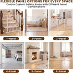 Mumeasy 150" Extra Wide Baby Gate, Play Yard Long Dog Gate for Doorways | Pet Gate Auto Close Walk Thru Door, Adjustable Large Child Safety Fence Gate for House Fireplace Outdoor,6 Metal Panels,White