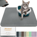 Cat Litter Mat 31"x24",Double Layer EVA Litterbox Mat Dark Gray | Extra Large Honeycomb, Waterproof & non-slip, Odor-free, easy clean, washable durable floor protector,scatter control