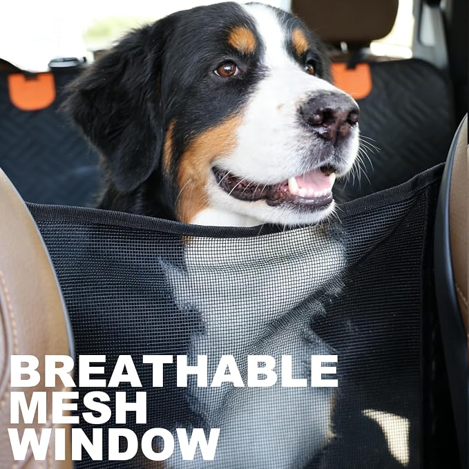 Dog Car Seat Cover, 600D Heavy Duty Waterproof Pet Back Seat Extender with Hard Bottom, Nonslip Scratch Proof Dog Hammock, Machine Washable Car Protector for Cars Trucks SUVs