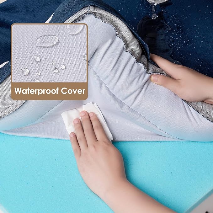 EHEYCIGA Orthopedic Dog Beds Large Sized Dog, Waterproof Washable Pet Bed | Non-Slip Bottom and Egg-Crate Memory Foam XL Dog Couch Bed with Washable Removable Cover, Navy