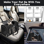 Soft-Sided Cat/Dog/Pet Carrier, Collapsible Pets Travel Carriers for Big Cats/Small Dogs with Shoulder Strap & Removable Mat, Mesh Puppy Carry Bag, Up to 25 Lbs(Black)