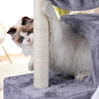 AIWIKIDE Cat Tree Has Scratching Toy with A Ball Activity Centre Cat Tower Furniture Jute-Covered Scratching Posts (Grey, 37.4'')