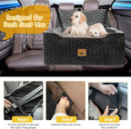 Dog Car Seat for Medium/Large Dog Booster Seat for Dogs Under 60 lbs or 2 Small Dogs, Multi-Functional Pet Car Seat with Thick Cushion, 2 Safety Leashes (BlackGray)