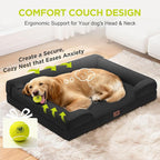 Waterproof Orthopedic Dog Bed for Medium Large Sized Dogs | Memory Foam Pet Bed Sofa with Bolster, Dog Couch with Washable Cover & Non-Slip Bottom, 36x27 Inch, Black