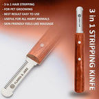 FLAMIA & JABZ FJ Professional Stripping Knife kit (6 pieces set) for Dogs & Pets, Wooden Handle Grip with Stainless Steel Blade (Right handed) (Orange)