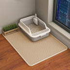 HCY&WLD Cat Litter Mat, Double Layer Cat Litter Box Mat (30x22 Inch, Khaki) | Waterproof Urine-Proof Non-Slip Litter Trapping Mat, Soft on Kitty Paws, Scratch-Resistant, Scatter Control, Easy to Clean