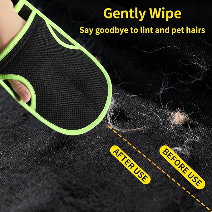 YS&JJFZ 2 Pcs Pet Hair Remover Gloves for Cats & Dogs,Newly Upgraded Reusable Electrostatic Pet Hair Gloves， Pet Hair Remover Tool for Clothing, Couch, Carpet, Car Seat