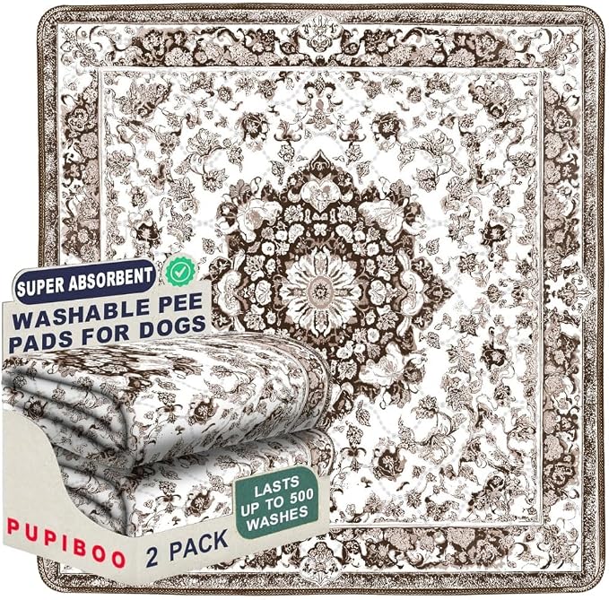 PUPIBOO Washable Pee Pads for Dogs and Cats - Super Absorbent Reusable Puppy Training Pads - 100% Waterproof, Leak-Proof & Non-Slip Whelping Pads for Pet Housebreaking