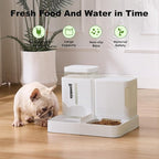 ZOMISIA Gravity Dog Food and Water Dispenser, 2 in 1 Automatic Dog Feeder with 180 Degree Rotatable, 2 Pack Large Capacity Self Feeding for Small Dogs Puppy, White, 1.6GALx2