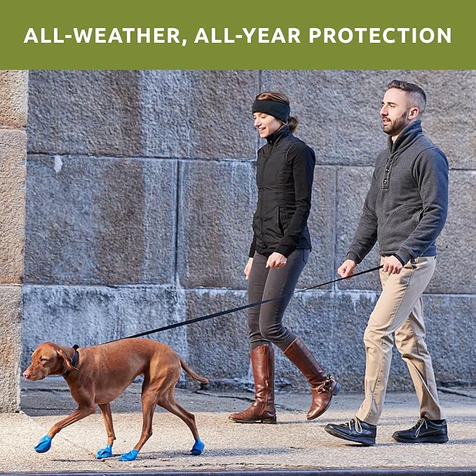 PawZ Rubber Dog Boots for Medium Paws - All-Weather Waterproof Dog Shoes, Anti-Slip Traction for Rain, Snow, Mud & Hot Pavement - Pull-On Dog Booties, Olive Green - Medium (2.5" - 3") - Pack of 24
