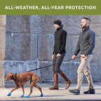 PawZ Rubber Dog Boots for Medium Paws - All-Weather Waterproof Dog Shoes, Anti-Slip Traction for Rain, Snow, Mud & Hot Pavement - Pull-On Dog Booties, Olive Green - Medium (2.5" - 3") - Pack of 24