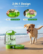 77 oz Portable Dog Water Bottle, 2.2L Dog Travel Water Dispenser Olive Green | Food-grade, BPA-free material, silicone seal, easy-clean wide mouth, grip handle, for large dogs, hiking, camping, beach days