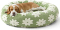 LE SURE Shown on TV Jacquard Donut Dog Beds Large Sized Dog,Green 33x33x8in | Orthopedic Calming Pet Bed Sofa,Original Design Pattern,Washable Cover,Cute Home Decor as Gift for Pet,Anti Slip Bottom