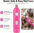 Pet Nail Grinder for Dogs and Cats, 2-Speed Electric Dog Nail Trimmer, Extral Steel Pet Nail Clipper, Rechargeable 2000mAh Nail Grinder for Small Medium Large Dogs with 2 LED Lights, Pink