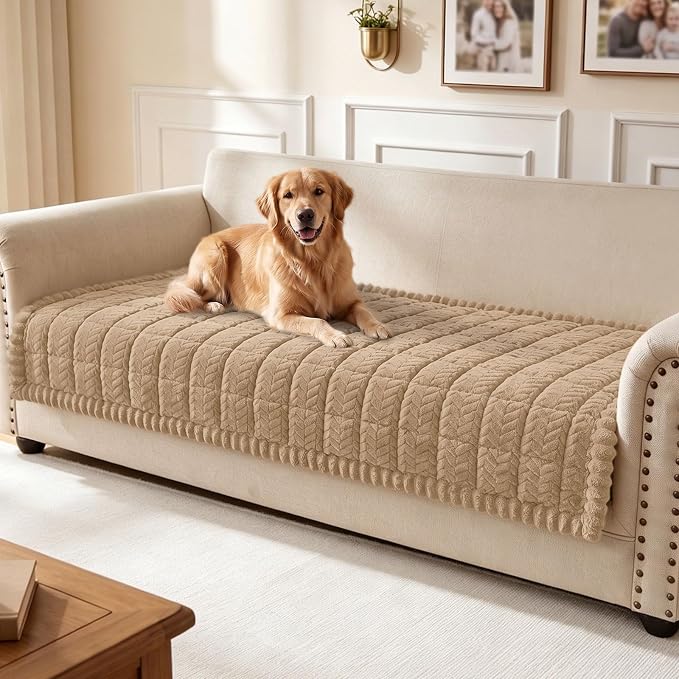 Smiry Couch Cover for Dogs, Non Slip Fuzzy Pet Sofa Covers Washable | Sofa Slipcovers for 3 Cushion Couch, Soft Thick Furniture Protector for Cats Dogs, Against Fur, Dirt, Scratch (35.4"x82.7")