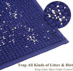 VIVAGLORY Cat Litter Mat Softgrip Litter Trapping Mat, 35"× 25", Navy Blue | Litterbox Rug Box Catcher for Indoor & Floor, Easy Clean Washable Less-Mess Waterproof for Cat