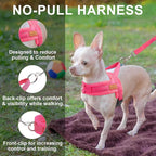 BEAUTYZOO Dog Harness for Large Dogs, No Pull Dog Harness and Leash Set, Soft Escape Proof Puppy Vest Harness with Handle, Reflective Lightweight Step in Harness for Girl Boy Dogs, Pink L