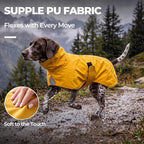 PU Dog Raincoat, Non-Toxic & Odorless Waterproof Vest, Adjustable High Neck and Hook & Loop Belly Closure for Rainy Potty Breaks & Wet Weather Outdoor Walks (Yellow, XX-Large)