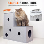 PETKARAY Cat Tunnel, Original Cat Hideaway Cave for Indoor Cats, Large Kitten Play Tubes and Tunnels, Soft Felt Cat Toy with Interactive Peek Hole, Grey L Shape