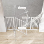 Comfy Cubs Baby Safety Gate with 3 Extensions - Adjustable 42" x 1.9" x 30" Q195 Steel Doorway Barrier - Powder-Coated Finish for Stairs and Doorways - Walk-Through Design Pet Gate - White