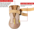 QUMY Dog Shoes for Hot Pavement, Dog Snow Boots & Paw Protectors for Winter | Dog Booties Medium Large Size Dogs, Water-resistant in the Rain, Outdoor Walking, Indoor Hardfloors Skid-resistant Sole Khaki