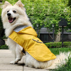 Dog Raincoat Dogs Rain Jacket Reflective Waterproof Pet Clothes Lined Poncho Rainwear Pocket Hooded Leash Hole Adjustable for Small Medium Dogs Puppy,Yellow,L,Back Length 12.8 Inch