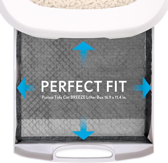 Paw Inspired Cat Pads, Carbon, 16.9 x 11.4 Inch, 80 Count Bulk Pack | Generic Refills for Tidy Cats Breeze Litter Box System, Super Absorbent Pee Pads, Kitty Litter Liners for Easy Cleaning